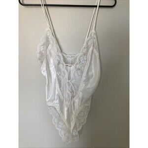 Vtg Victoria Secret Gold Label French Cut Teddy M Bridal Lace Floral